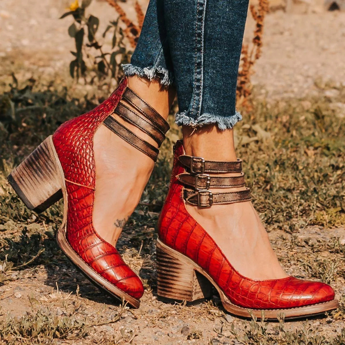 Zeitlose Vintage-Lederpumps 