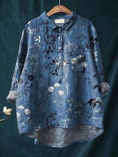 Lila - Elegante Bluse mit Blumenmuster 