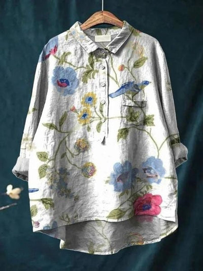 Lila - Elegante Bluse mit Blumenmuster 