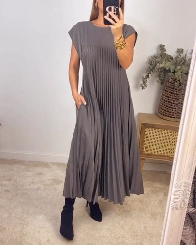 Sauerampfer - Eleganter Plisseet Maxikjole mit Split