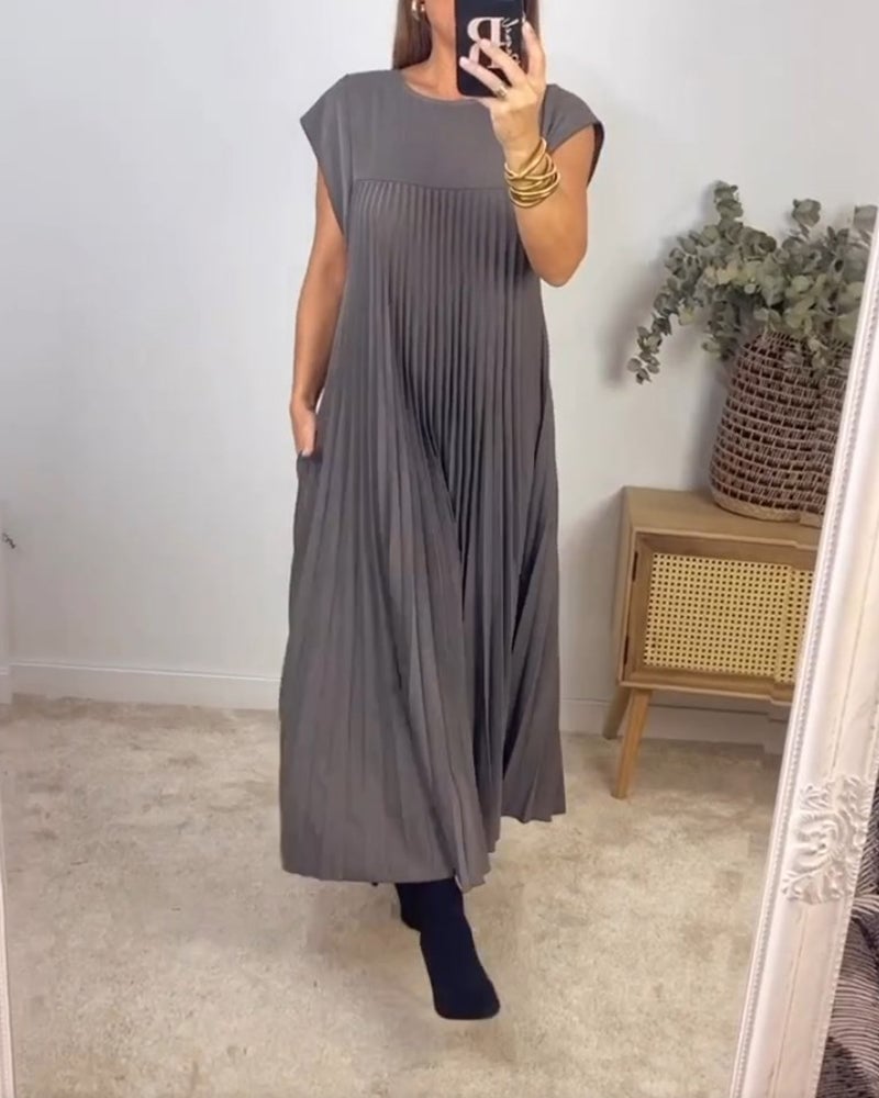 Sauerampfer - Eleganter Plisseet Maxikjole mit Split