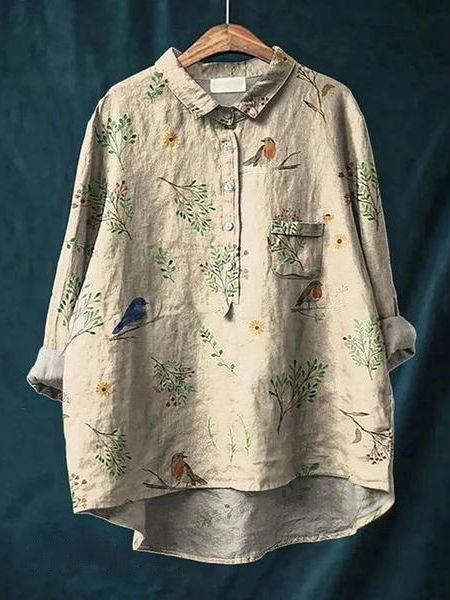 Lila - Elegante Bluse mit Blumenmuster 