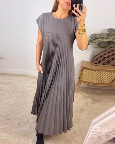 Sauerampfer - Eleganter Plisseet Maxikjole mit Split
