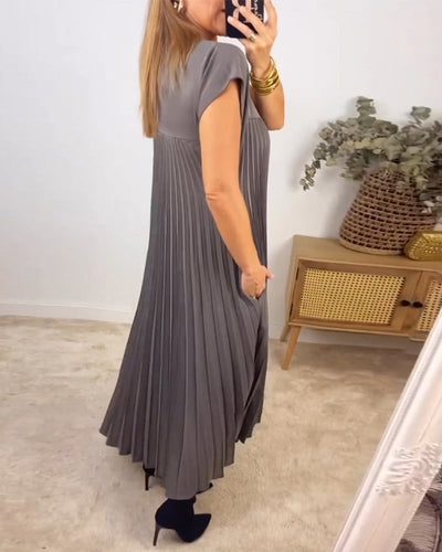 Sauerampfer - Eleganter Plisseet Maxikjole mit Split