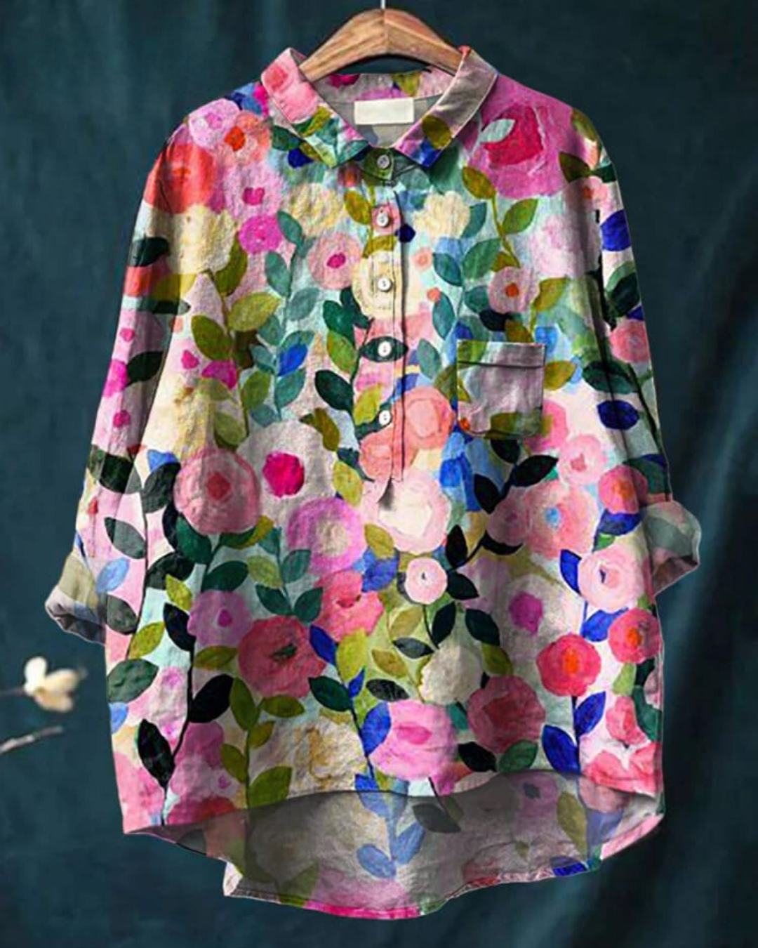 Lila - Elegante Bluse mit Blumenmuster 