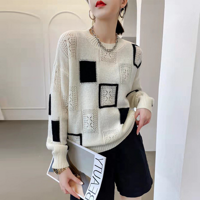 Emma – Geometrischer, gemütlicher Blockpullover 