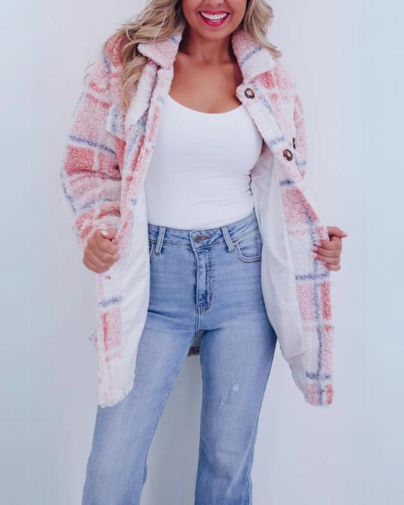 Elinara – Karierte Jacke aus Polarfleece