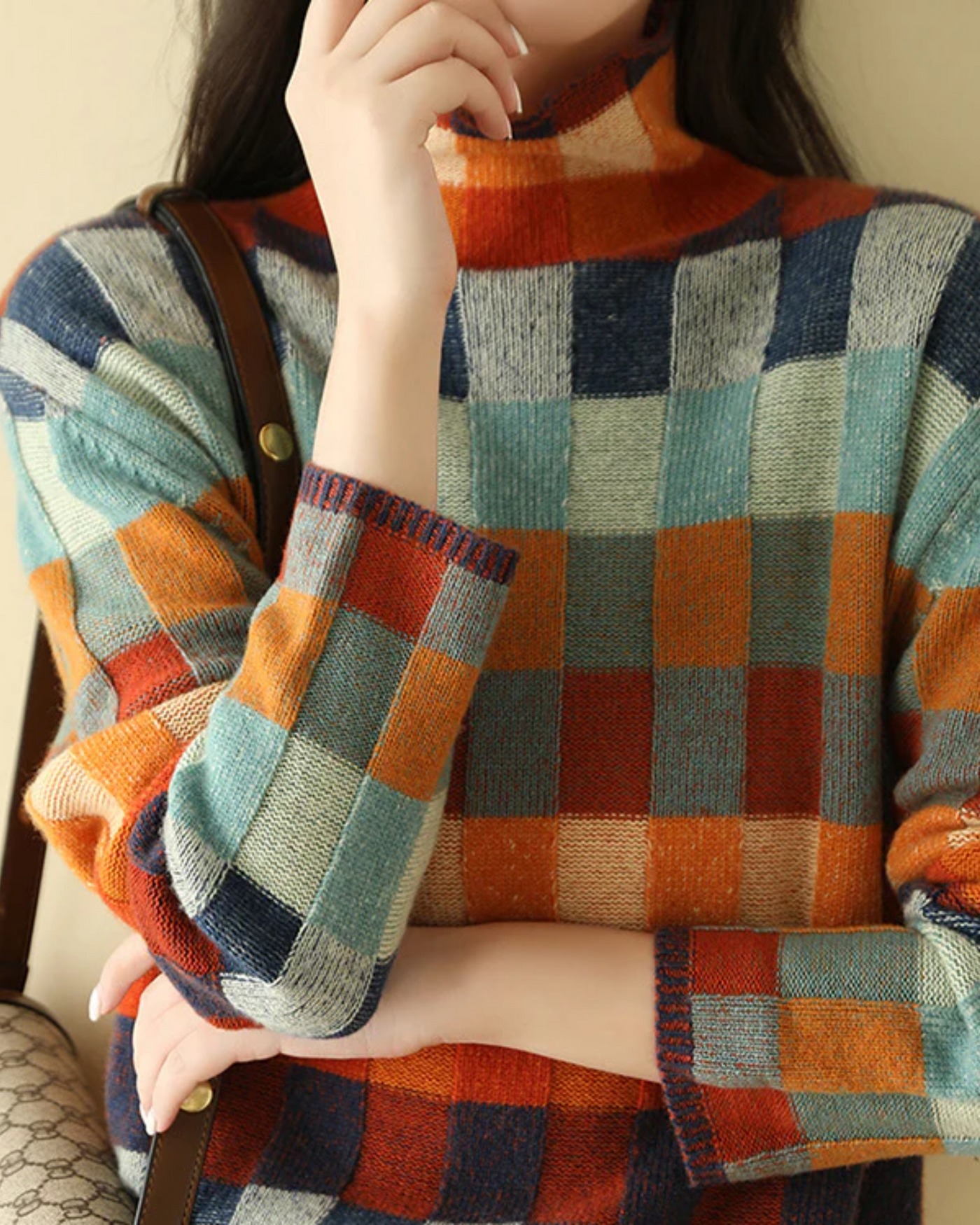 Madi – Rollkragenpullover aus luxuriösem Kaschmir-Patchwork 
