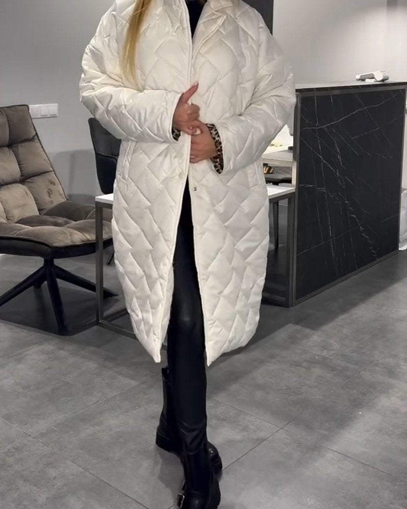 DIASY - Mittellanger Baumwollmantel mit entspanntem Kragen