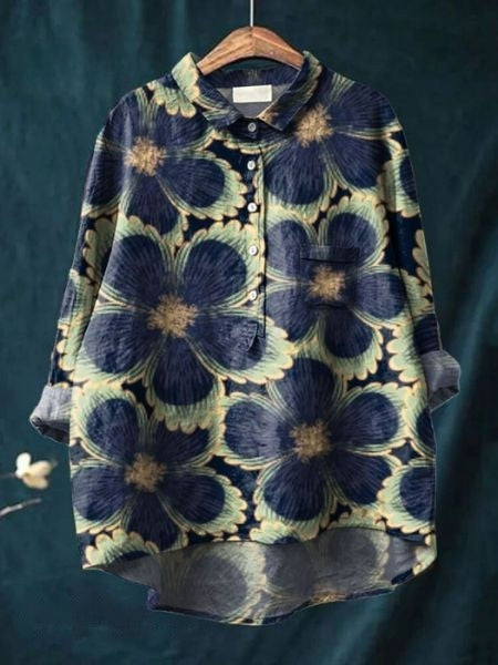 Lila - Elegante Bluse mit Blumenmuster 