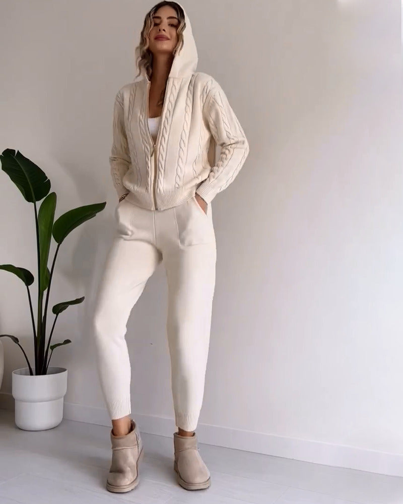 Ania – Lässiges, gedrehtes Jacquard-Zweiteiler-Set 