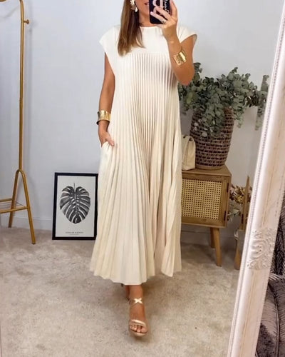 Sauerampfer - Eleganter Plisseet Maxikjole mit Split