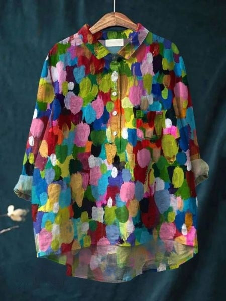 Lila - Elegante Bluse mit Blumenmuster 