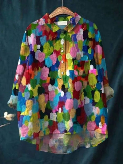 Lila - Elegante Bluse mit Blumenmuster 