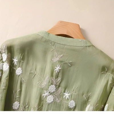 Celest – Baumwolltop mit Blumenstickerei 