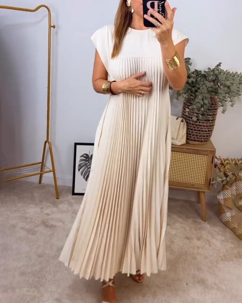 Sauerampfer - Eleganter Plisseet Maxikjole mit Split