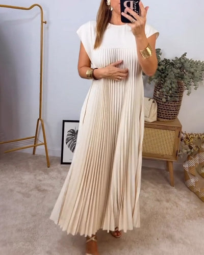 Sauerampfer - Eleganter Plisseet Maxikjole mit Split