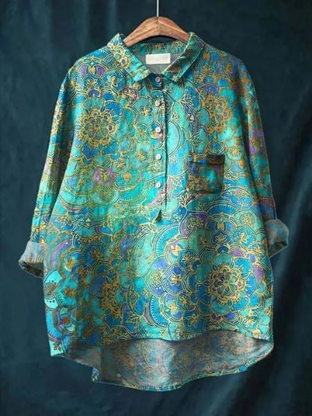 Lila - Elegante Bluse mit Blumenmuster 