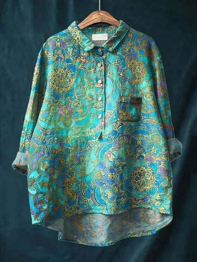 Lila - Elegante Bluse mit Blumenmuster 