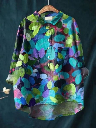 Lila - Elegante Bluse mit Blumenmuster 