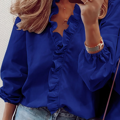 AYA | BLUSE MED FRYSER OG V-HALS