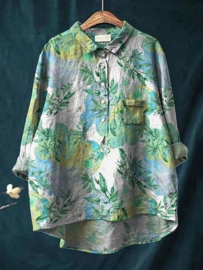 Lila - Elegante Bluse mit Blumenmuster 