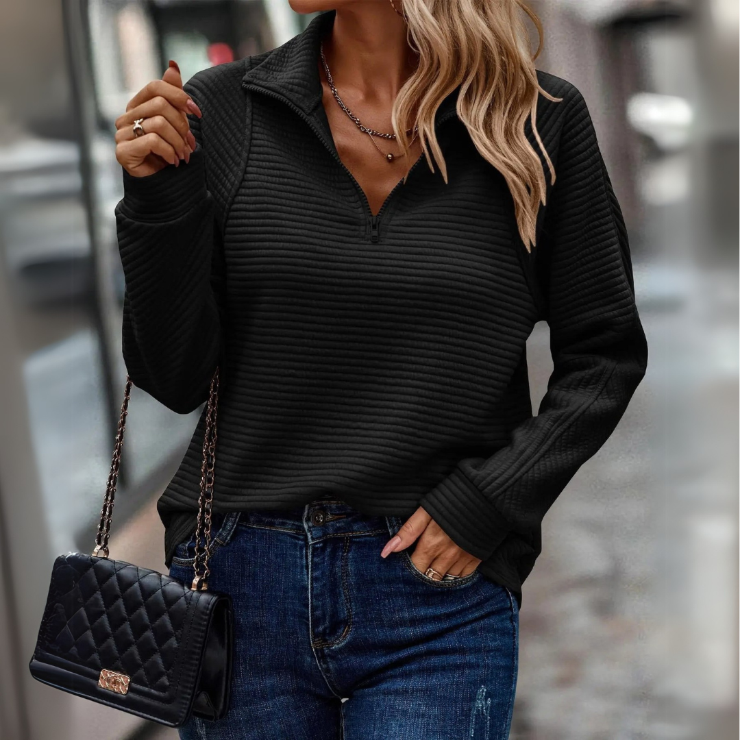 Suzanne – Pullover mit Halbreißverschluss und Detail