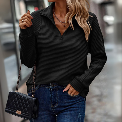 Suzanne – Pullover mit Halbreißverschluss und Detail