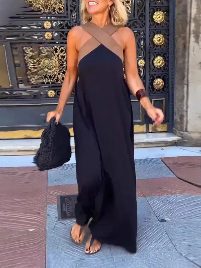 Lauren – Langes Kleid mit gekreuztem Rücken 