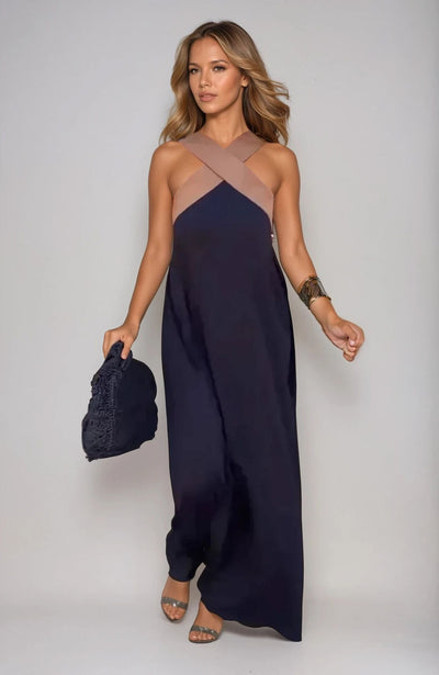 Lauren – Langes Kleid mit gekreuztem Rücken 
