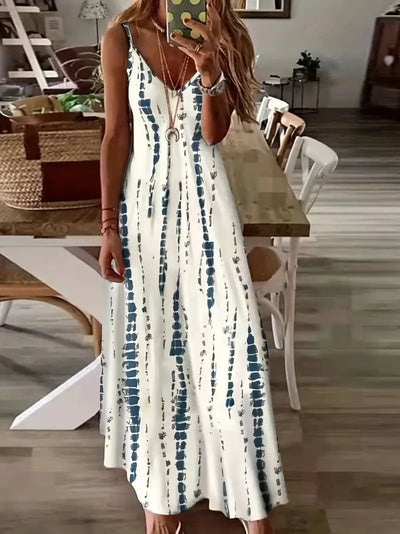 Seren – Maxikleid mit V-Ausschnitt und Batikmuster