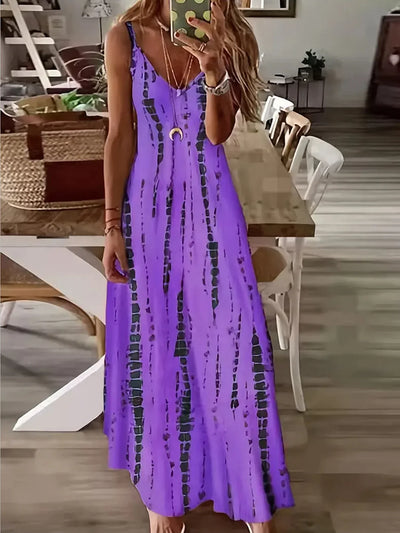 Seren – Maxikleid mit V-Ausschnitt und Batikmuster