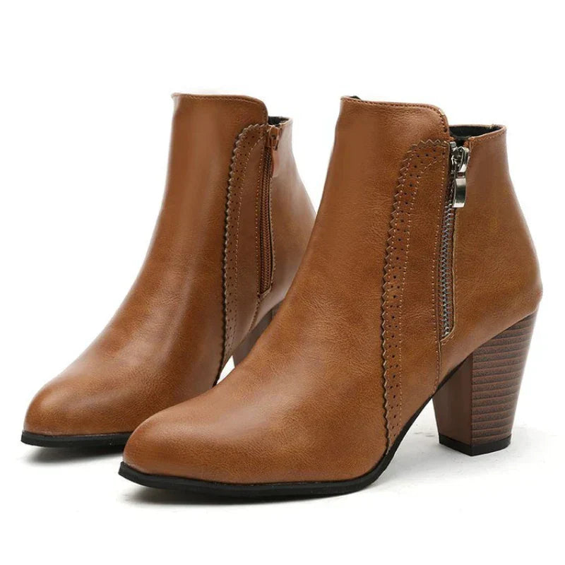Retro-Stiefel mit dickem Absatz 