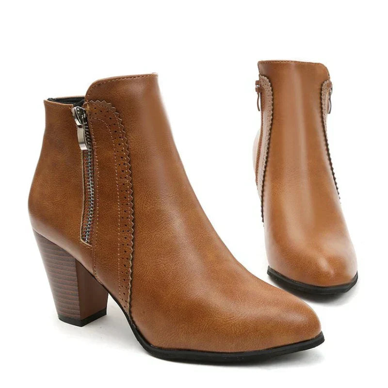 Retro-Stiefel mit dickem Absatz 