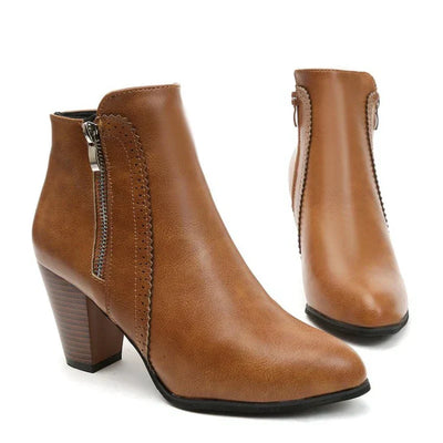 Retro-Stiefel mit dickem Absatz 