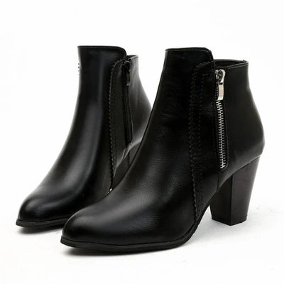 Retro-Stiefel mit dickem Absatz 