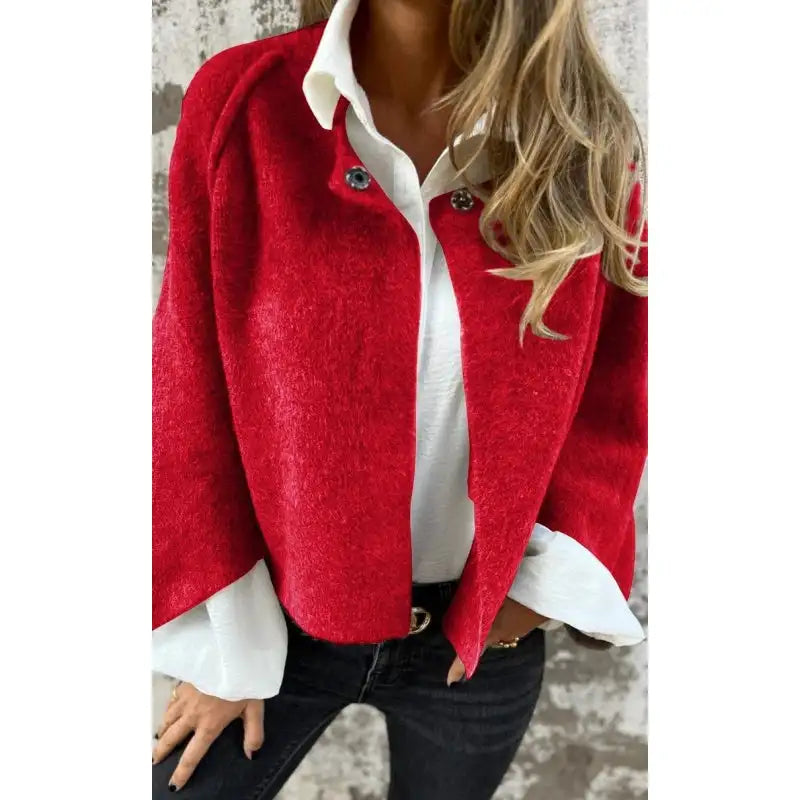 Amalia – Langärmlige Wollstrickjacke mit Rundhalsausschnitt