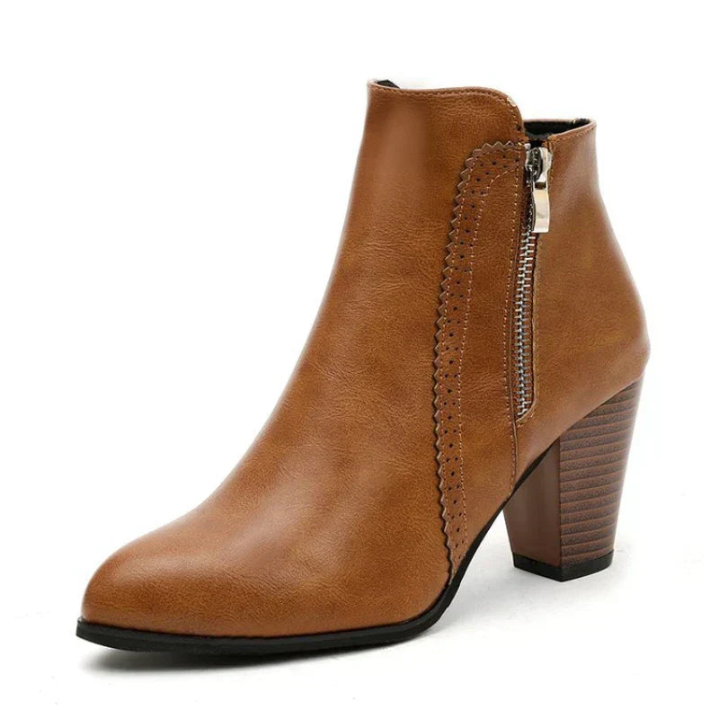 Retro-Stiefel mit dickem Absatz 