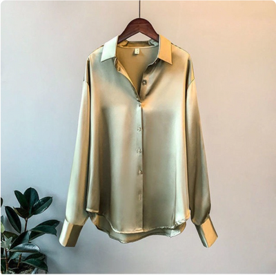 Olivia – Langärmlige Luxus-Satinbluse 