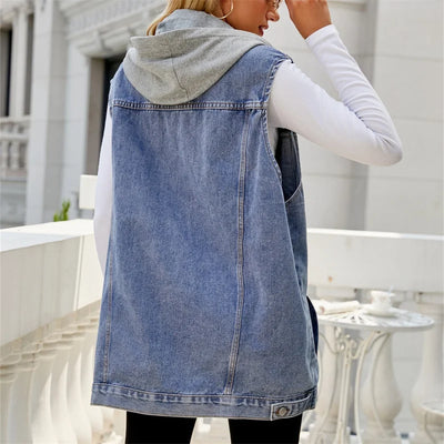 Morgan – Lockere Jeansweste mit Kapuze 