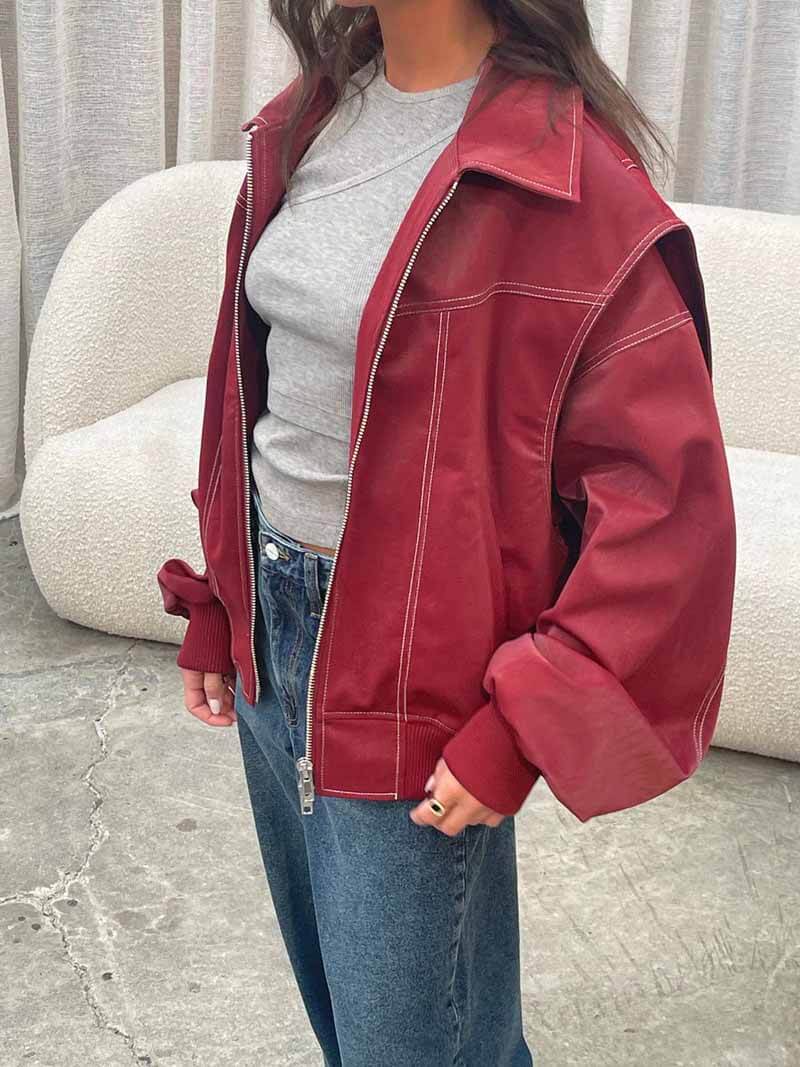 Georgia - Lockere Biker-Lederjacke 