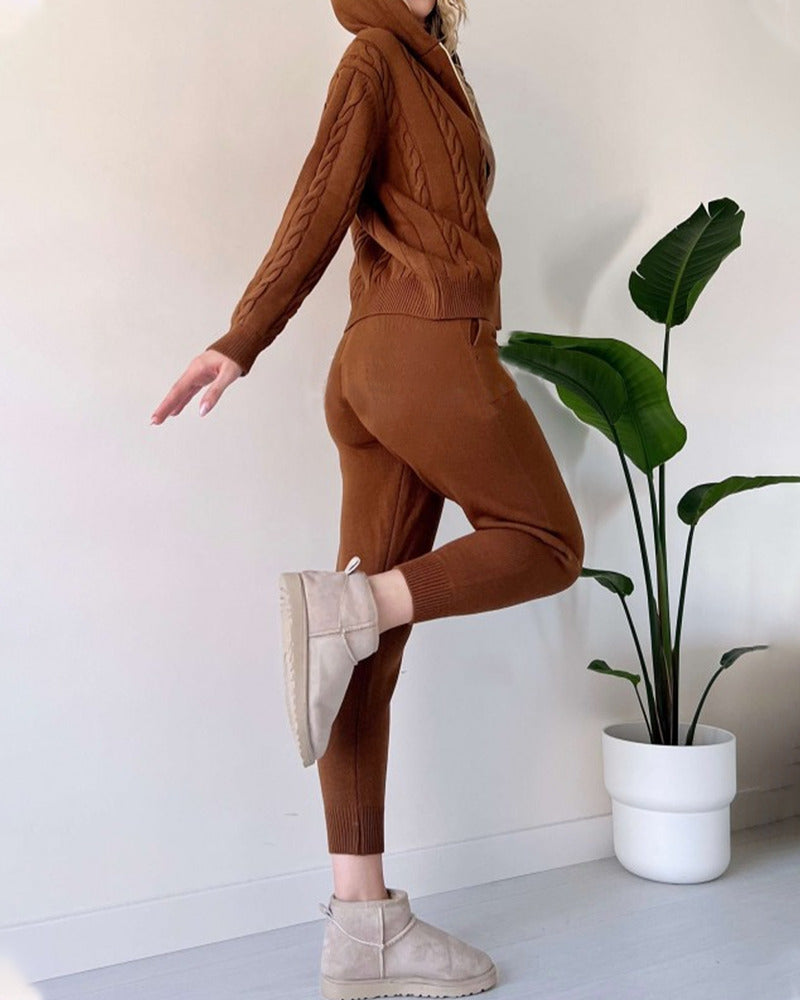 Ania – Lässiges, gedrehtes Jacquard-Zweiteiler-Set 