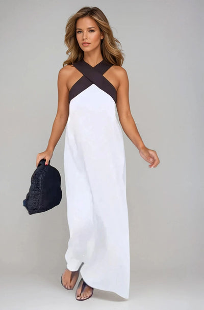 Lauren – Langes Kleid mit gekreuztem Rücken 