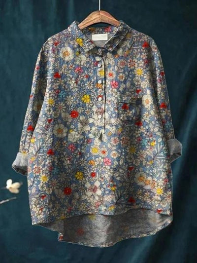 Lila - Elegante Bluse mit Blumenmuster 