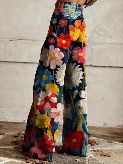 Elise – Hose mit weitem Bein und Blumenmuster 