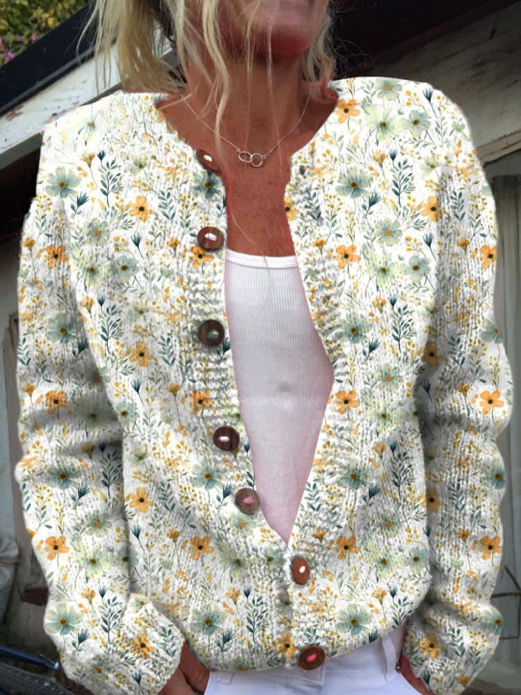 Bristal - Hyggelig Enge Blomsterknappet Cardigan