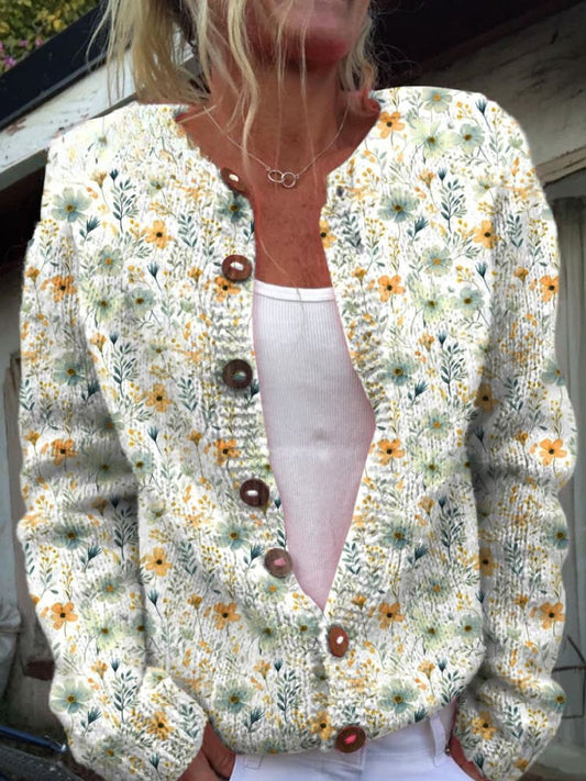 Bristal - Hyggelig Enge Blomsterknappet Cardigan