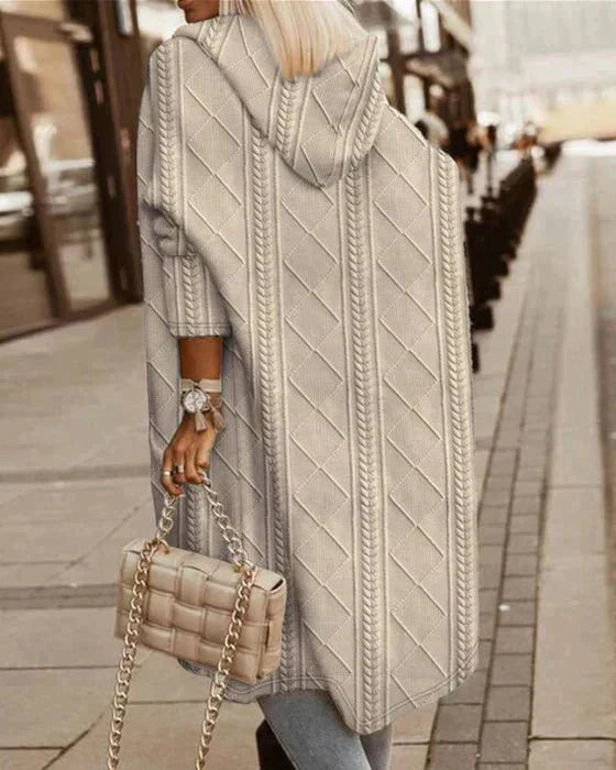 Jelone – Verlängerte Strickjacke mit Kapuze 