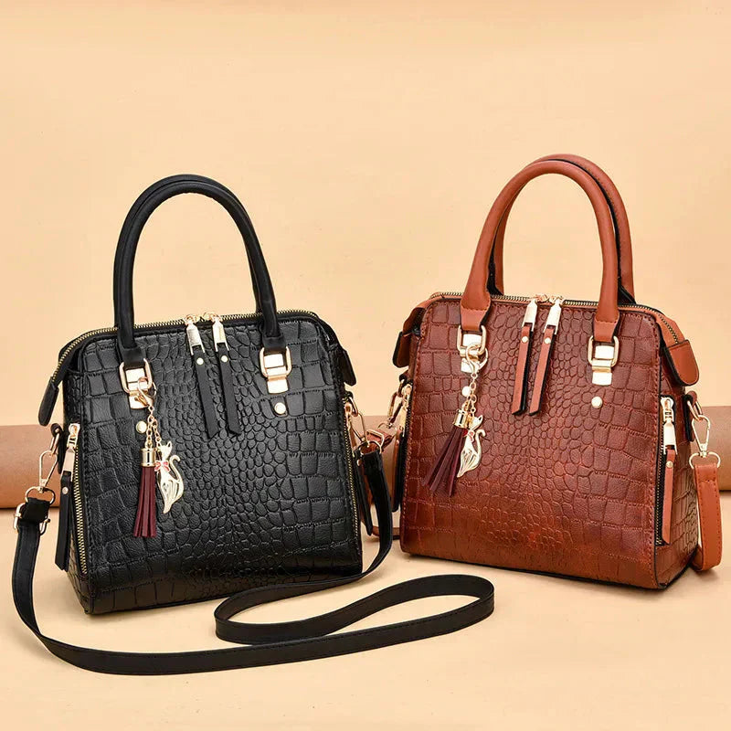 Ledertasche mit Krokodilprägung 