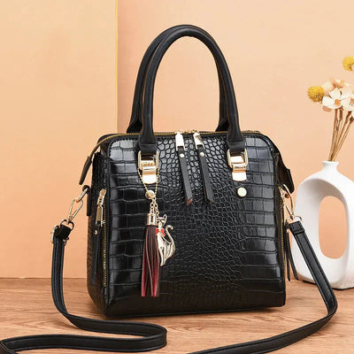 Ledertasche mit Krokodilprägung 